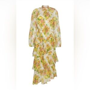 ZIMMERMANN Yellow Floral Ruffle Silk Dress & Matching Printed Slip 2 $695